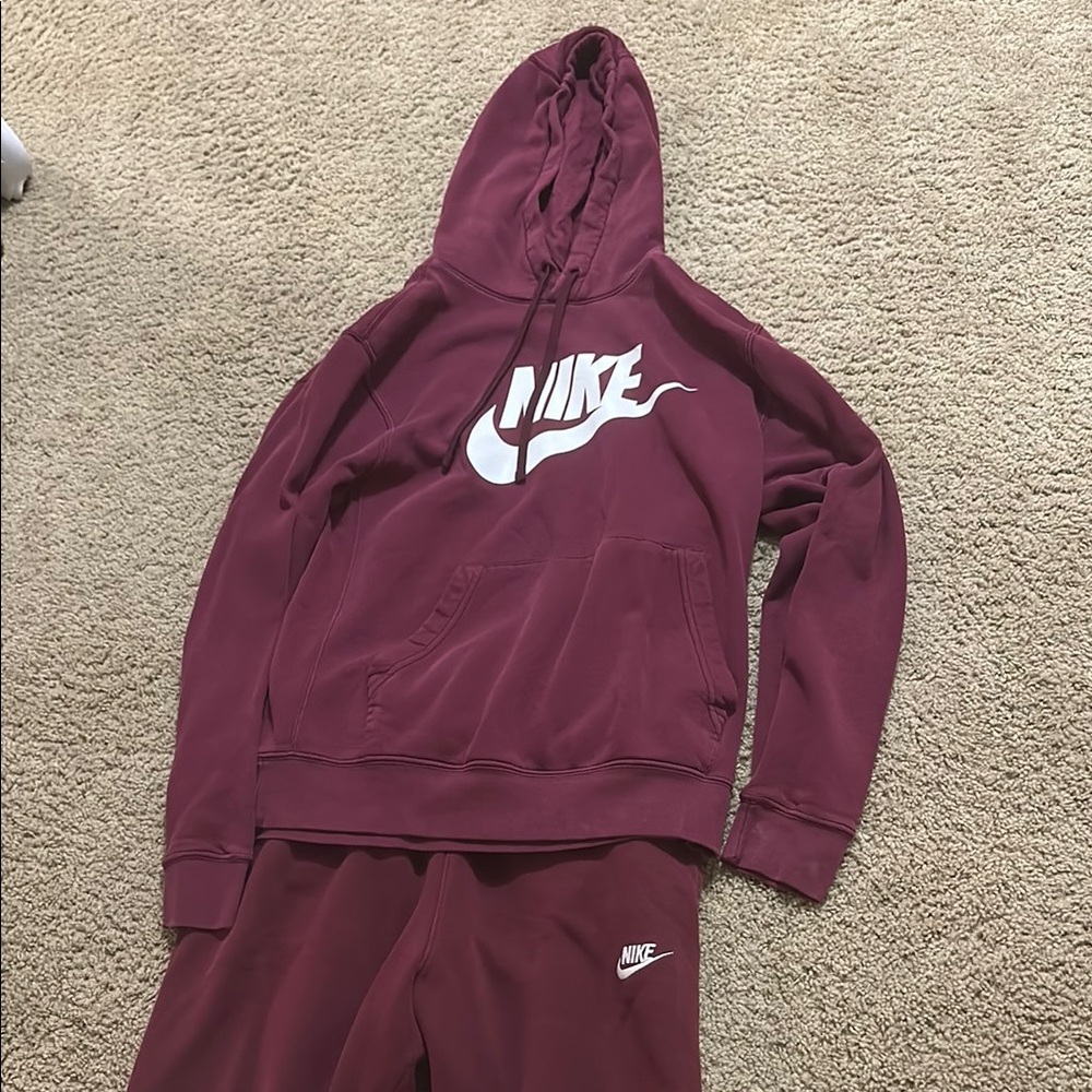 Nike Maroon Hoodie and Sweatpants Set